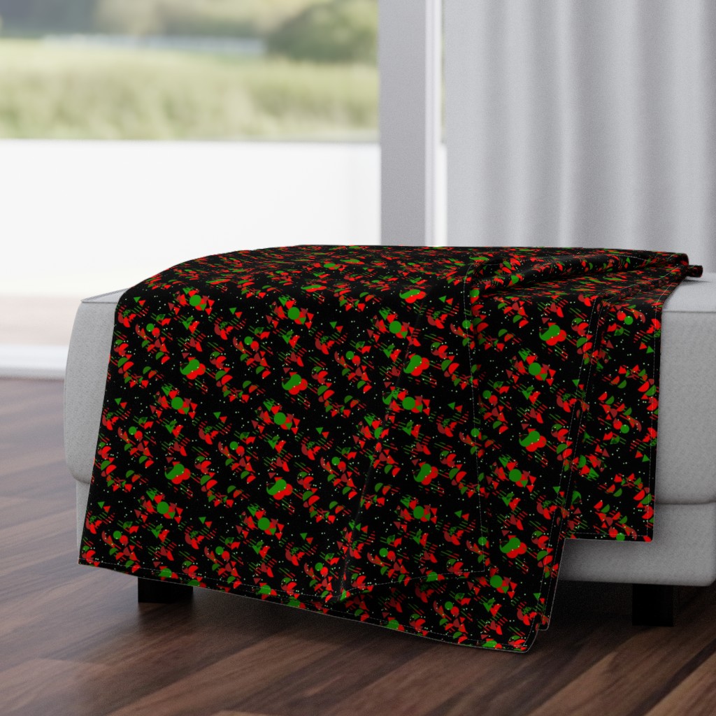 Funky Retro Midcentury Modern Groovy Vibrant Red and Green Christmas Mod Pattern Throw Blanket