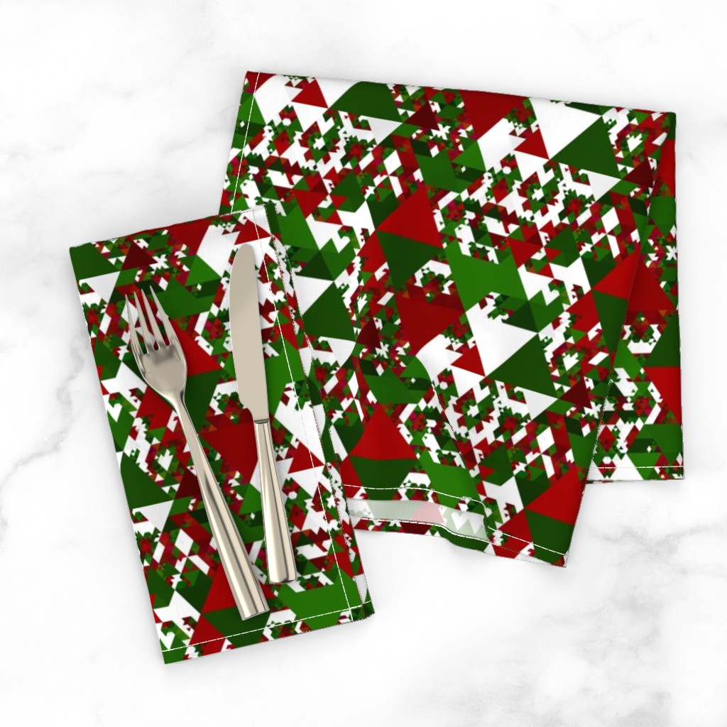 Groovy Mod Retro Geometric Red and Green Christmas Dinner Napkins