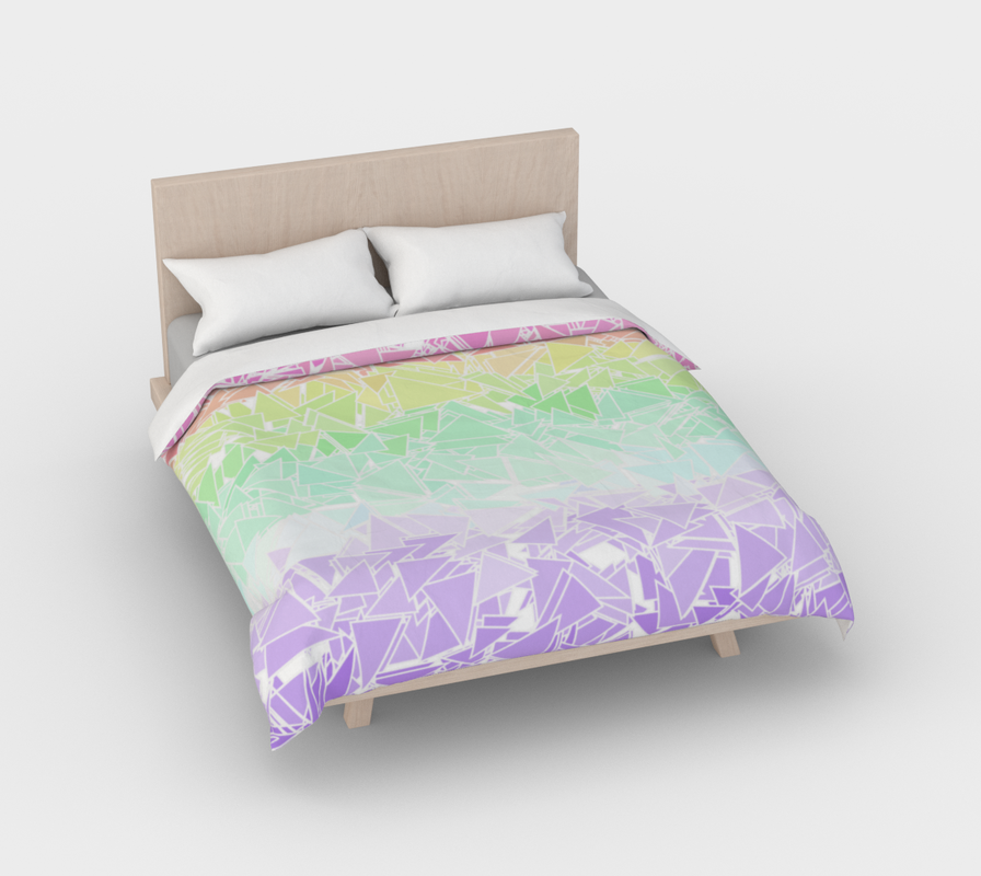 Groovy Geometric Pastel Rainbow Bed Spread
