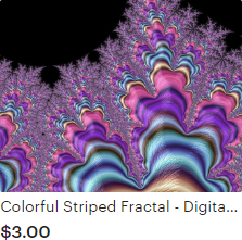 Colorful Striped Fractal Digital Prints