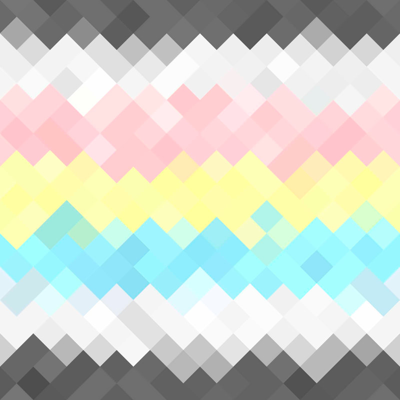 Geometric Pixelated  Abstract Demiflux Pride Flag