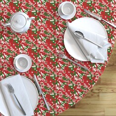 Groovy Boho Geometric Red and Green Christmas Tablecloth
