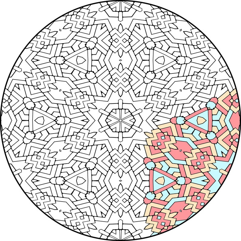 Boho Ornate Geometric Funky Mandala Coloring Pages