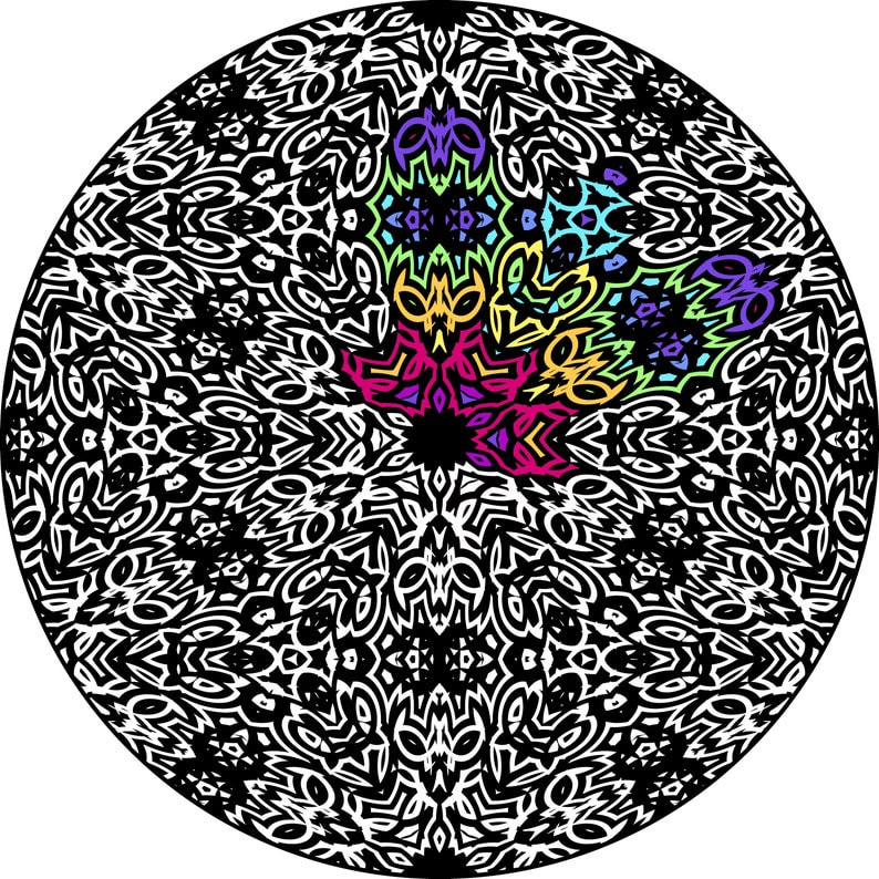 Groovy Trippy Symmetrical Mandala Coloring Pages