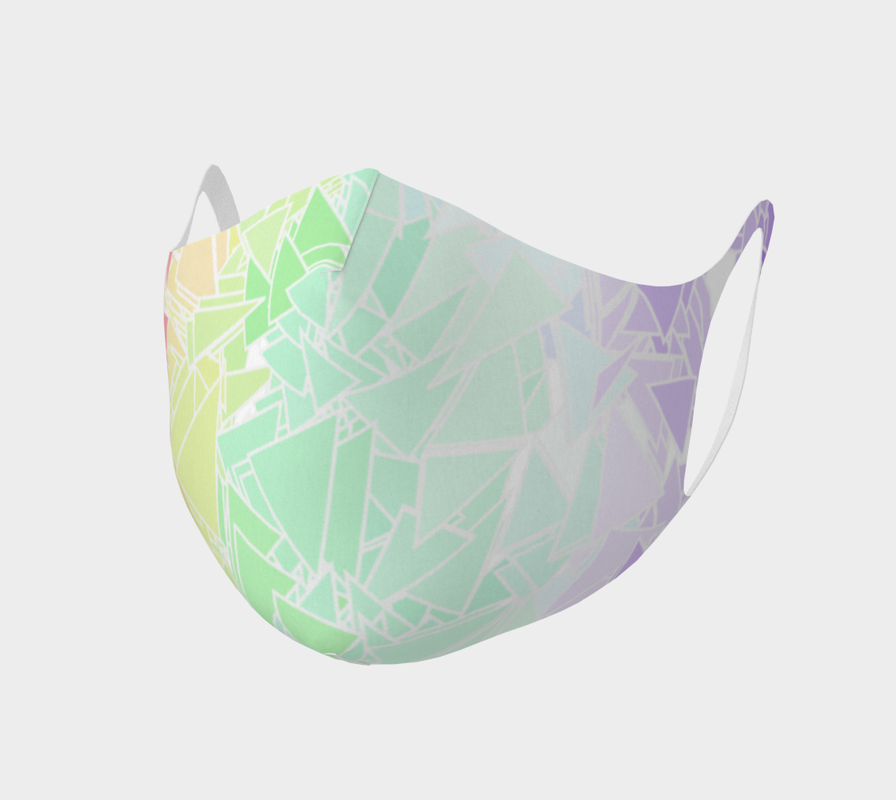 Groovy Geometric Pastel Rainbow Face Mask