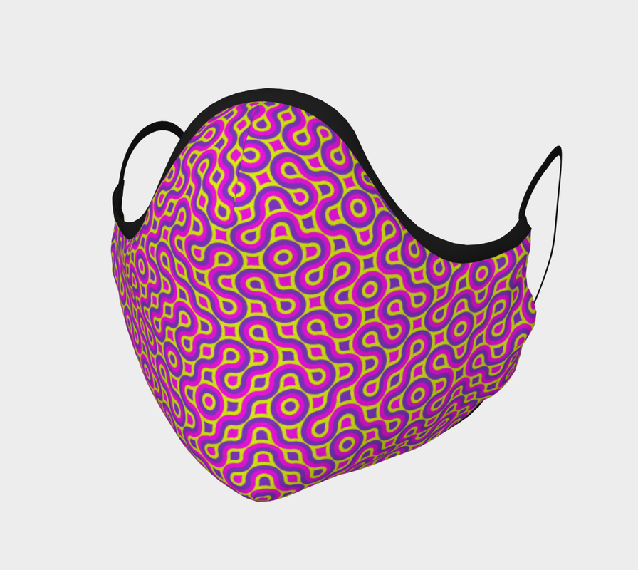 Vibrant Pink Orange and Purple Groovy Modern Retro Geometric Truchet Tile Pattern Abstract Art Face Mask