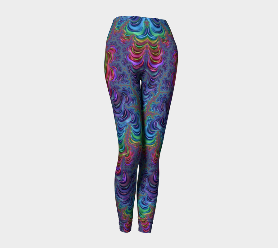 Vivid Jewel Tone Colorful Rainbow Branching Fractal Abstract Art Psychedelic Groovy Leggings