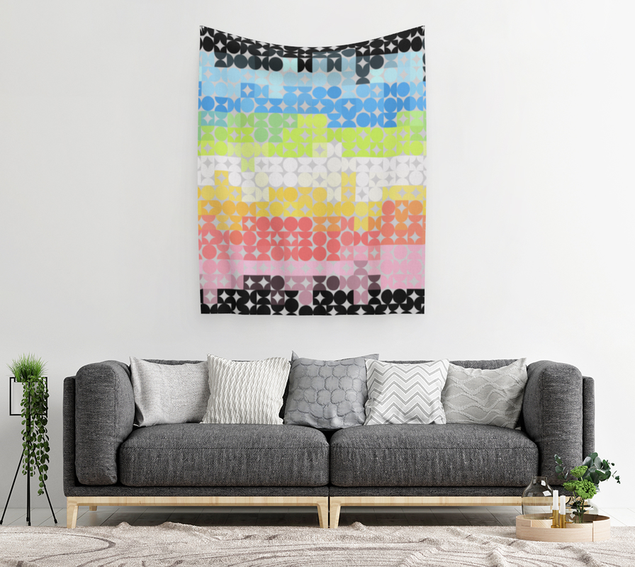 Geometric Retro Midcentury Modern Abstract Queer Pride Tapestry