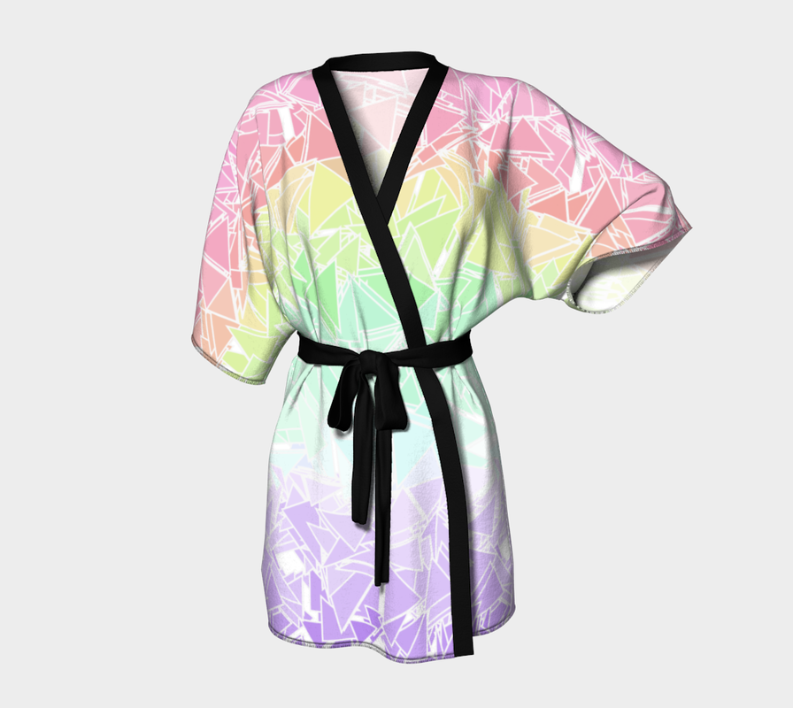 Groovy Geometric Pastel Rainbow Kimono Style Robe