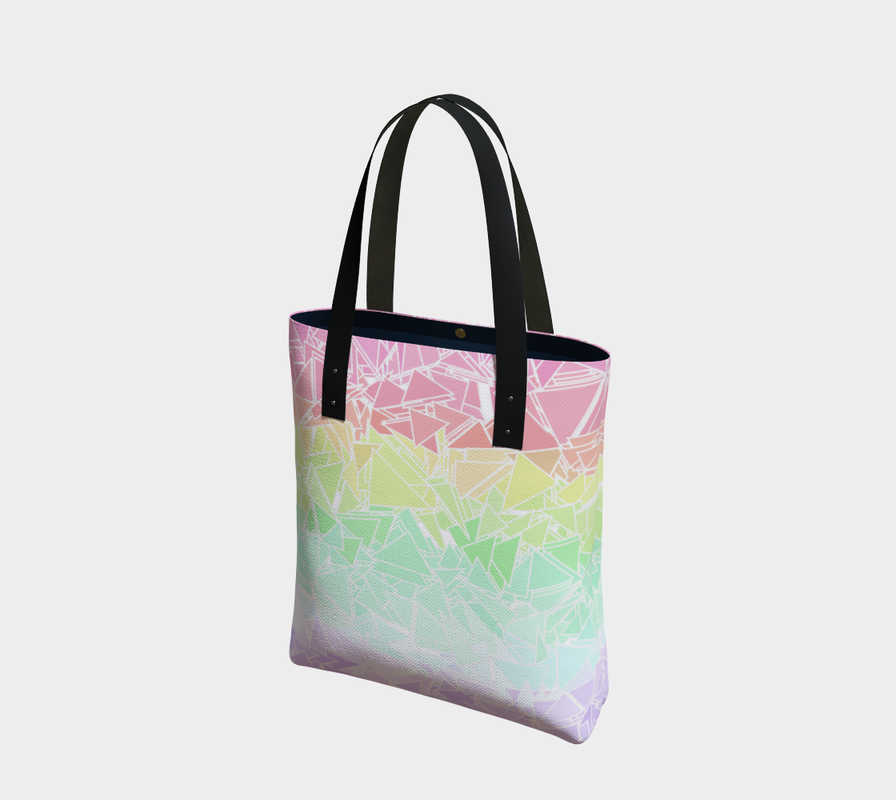 Groovy Geometric Pastel Rainbow Tote Bag