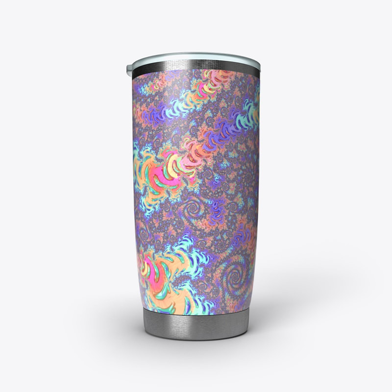 Groovy Trippy Pink Purple Blue and Yellow Jewel Tone Spiral Fractal Tumbler