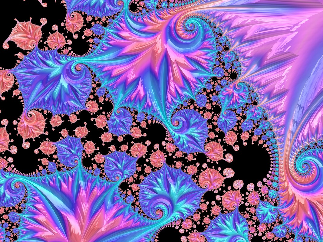 Psychedelic Hot Pink, Cyan, and Purple Fractal