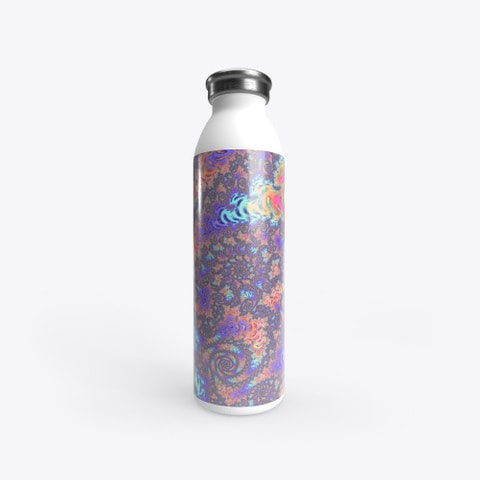 Trippy Groovy Vibrant Jewel Tone Abstract Fractal Art Water Bottle 