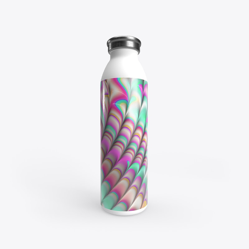 Groovy Boho Vivid Pink Orange and Turquoise Funky Trippy Abstract Art Water Bottle